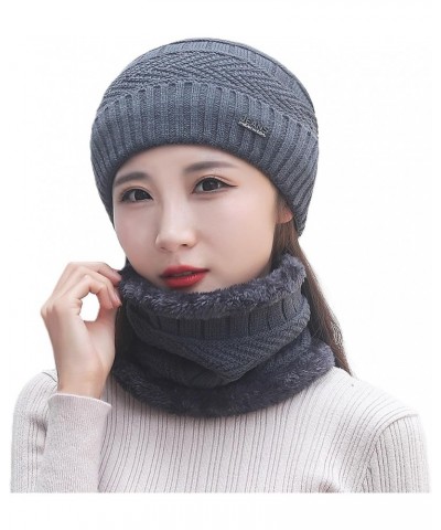 Womens Winter Warm Crocheted Hats Scaves Set for Men Beanies Thick Wrap Wool Knit Beanie Hat & Wraps Set Set Circle Grey 13 $...