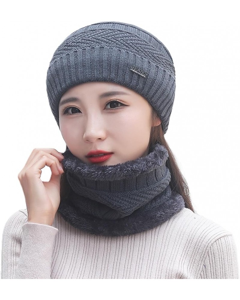 Womens Winter Warm Crocheted Hats Scaves Set for Men Beanies Thick Wrap Wool Knit Beanie Hat & Wraps Set Set Circle Grey 13 $...