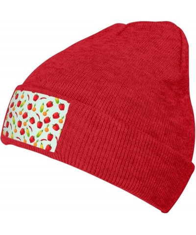 Vegetable Corn Print Unisex Soft Warm Beanie Hat for Men Women Elastic Lightweight Skiing Knitted Hat Red $13.22 Skullies & B...