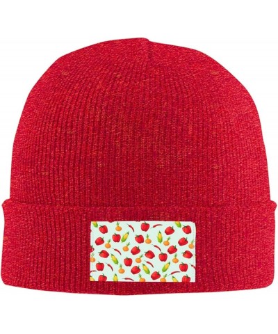 Vegetable Corn Print Unisex Soft Warm Beanie Hat for Men Women Elastic Lightweight Skiing Knitted Hat Red $13.22 Skullies & B...