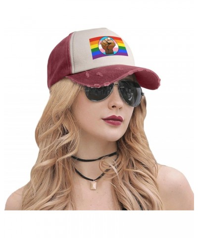 LGBT Gay Trans Pride BLM Fist Flag Upgrade Your Style with Funny Adjustable Cotton Baseball Caps for Men and Women Dark Red $...