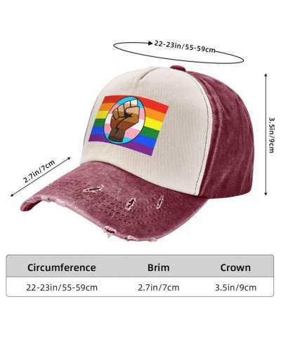 LGBT Gay Trans Pride BLM Fist Flag Upgrade Your Style with Funny Adjustable Cotton Baseball Caps for Men and Women Dark Red $...