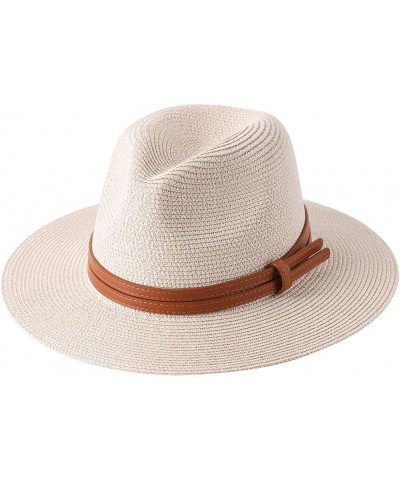 Sun Hat Womens Natural Panama Soft Shaped Straw Hat Summer Women/Men Wide Brim Beach Sun Cap Protection Fedora Hat Beige01 59...