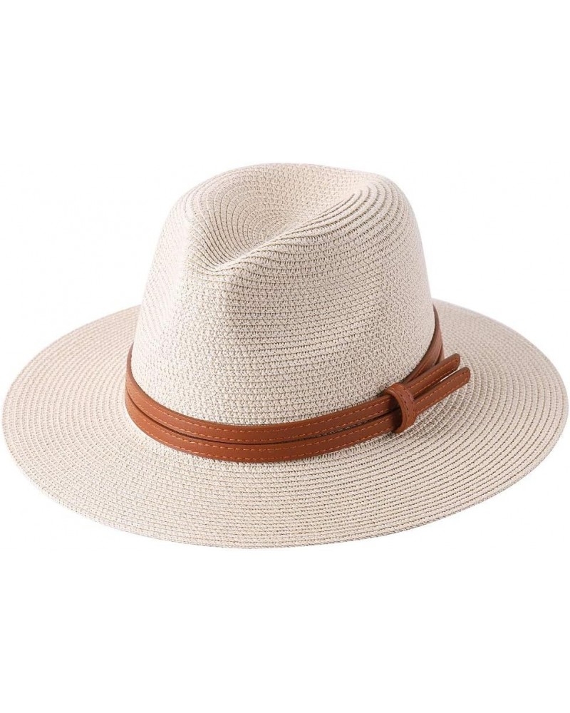 Sun Hat Womens Natural Panama Soft Shaped Straw Hat Summer Women/Men Wide Brim Beach Sun Cap Protection Fedora Hat Beige01 59...