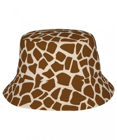 Giraffe Animal Print Unisex Reversible Packable Bucket Hat Sun hat for Men Women Black $12.74 Bucket Hats