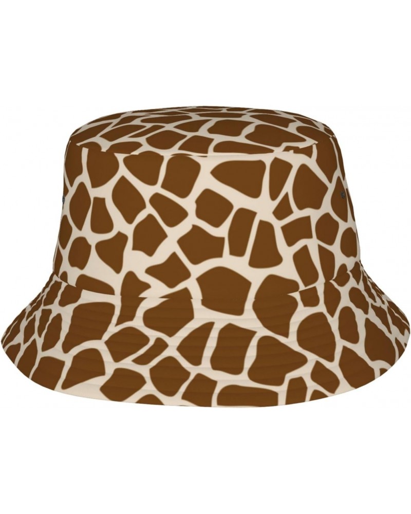 Giraffe Animal Print Unisex Reversible Packable Bucket Hat Sun hat for Men Women Black $12.74 Bucket Hats