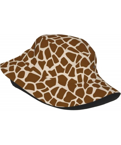 Giraffe Animal Print Unisex Reversible Packable Bucket Hat Sun hat for Men Women Black $12.74 Bucket Hats