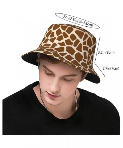 Giraffe Animal Print Unisex Reversible Packable Bucket Hat Sun hat for Men Women Black $12.74 Bucket Hats