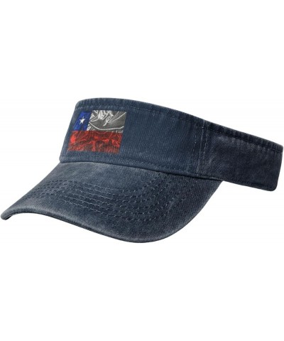 Silk Style Flag of Chile Sun Visor Hats for Women Men Adjustable Sports Sun Hats Golf Cap Navy Blue $10.60 Visors