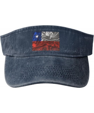 Silk Style Flag of Chile Sun Visor Hats for Women Men Adjustable Sports Sun Hats Golf Cap Navy Blue $10.60 Visors