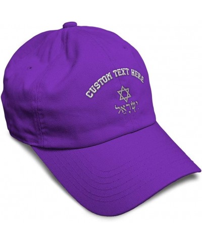 Soft Baseball Cap Hebrew Israel Star of David A Embroidery Symbols Cotton Dad Hats for Men & Women Purple Personalized Text H...