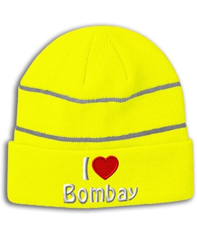 Custom Reflective Beanie I (Love) Bombay Red Heart Pet Lovers Cats High Visibility Running Gear for Men & Women 1 Size Neon Y...