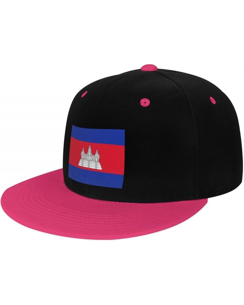 Flag of Cambodia Snapback Hat for Men Women Baseball Cap Trucker Flat Bill Hats Dad Caps Pink $13.82 Baseball Caps