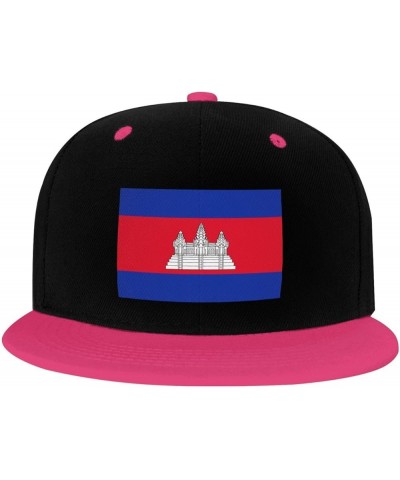 Flag of Cambodia Snapback Hat for Men Women Baseball Cap Trucker Flat Bill Hats Dad Caps Pink $13.82 Baseball Caps