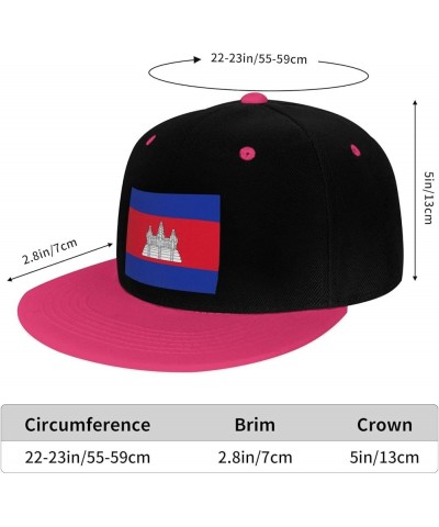 Flag of Cambodia Snapback Hat for Men Women Baseball Cap Trucker Flat Bill Hats Dad Caps Pink $13.82 Baseball Caps