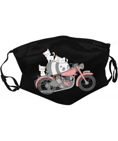 Panda and Cat Riding a Motorcycle Face Mask Double-Sided Printing Reusable Adjustable Universal Dust Mask Unisex Masks Black ...