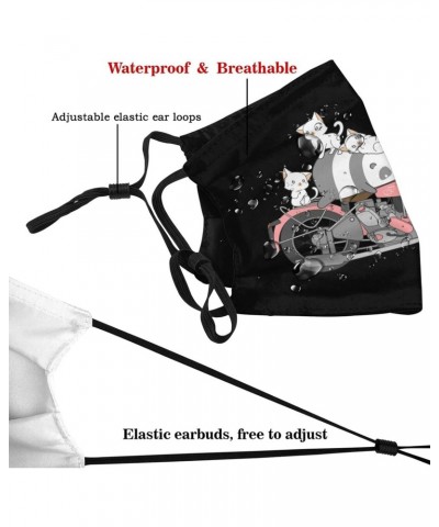 Panda and Cat Riding a Motorcycle Face Mask Double-Sided Printing Reusable Adjustable Universal Dust Mask Unisex Masks Black ...