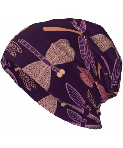 Brown Cow Spots Print Casual Beanie Knitted Hats Winter Warmth,Skull Caps, Slouchy Headwear, Nightcap Purple Dragonfly $8.88 ...