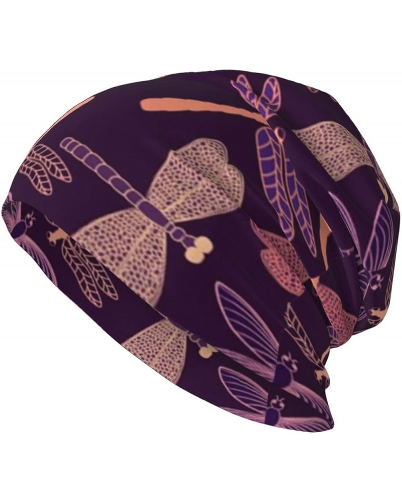 Brown Cow Spots Print Casual Beanie Knitted Hats Winter Warmth,Skull Caps, Slouchy Headwear, Nightcap Purple Dragonfly $8.88 ...