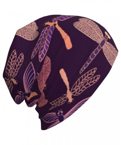 Brown Cow Spots Print Casual Beanie Knitted Hats Winter Warmth,Skull Caps, Slouchy Headwear, Nightcap Purple Dragonfly $8.88 ...