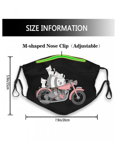 Panda and Cat Riding a Motorcycle Face Mask Double-Sided Printing Reusable Adjustable Universal Dust Mask Unisex Masks Black ...