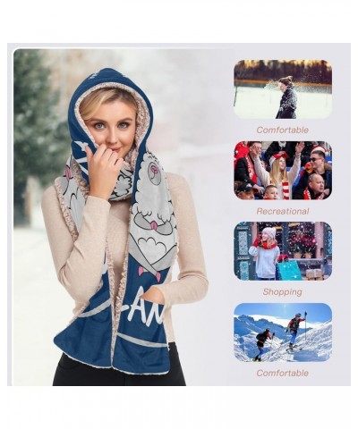 Women's Cold Weather Scarves, 3 in 1 Cotton Velvet Lining Warm Hooded Wrap Multi 7 $13.43 Scarves