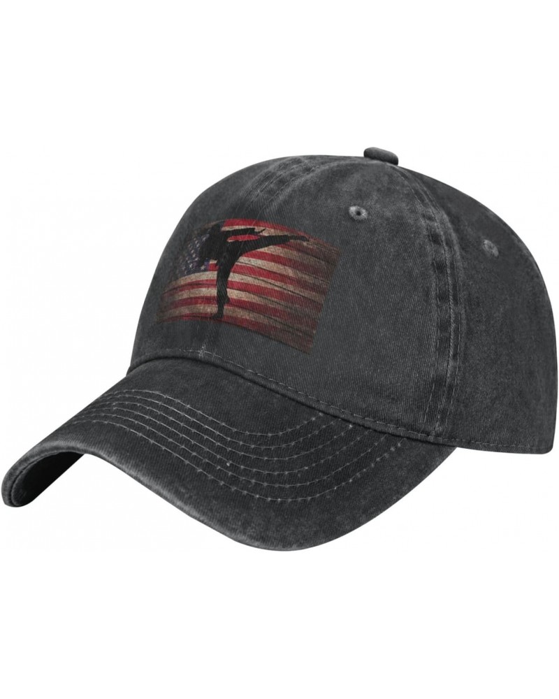 Judo American Flag Adjustable Stylish Unique Unisex Washed Cowboy Baseball Adult Hat Black $13.07 Baseball Caps