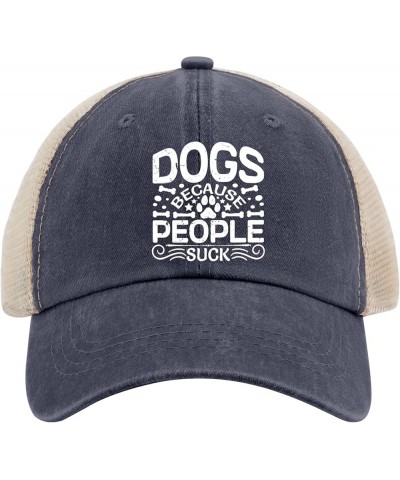 Golf hat Dogs Because People Suck Mens Beach hat Funny Golf hat Gifts for Mom Outdoor Caps Purplish Blue04 $9.42 Sun Hats