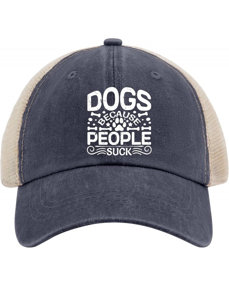 Golf hat Dogs Because People Suck Mens Beach hat Funny Golf hat Gifts for Mom Outdoor Caps Purplish Blue04 $9.42 Sun Hats