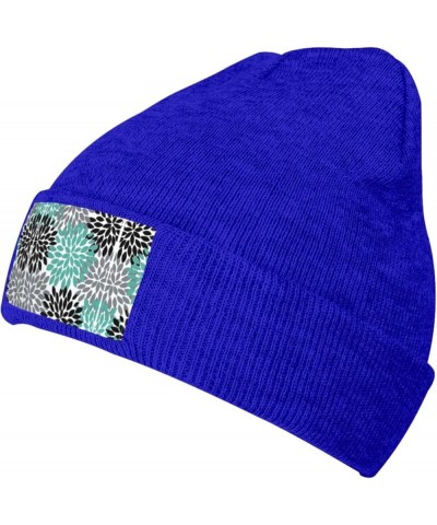 Dahlia Flower Print Unisex Beanie Hats Winter Warm Hats Knit Hat Slouchy Skull Cap Adult Casual Hat Blue $11.81 Skullies & Be...