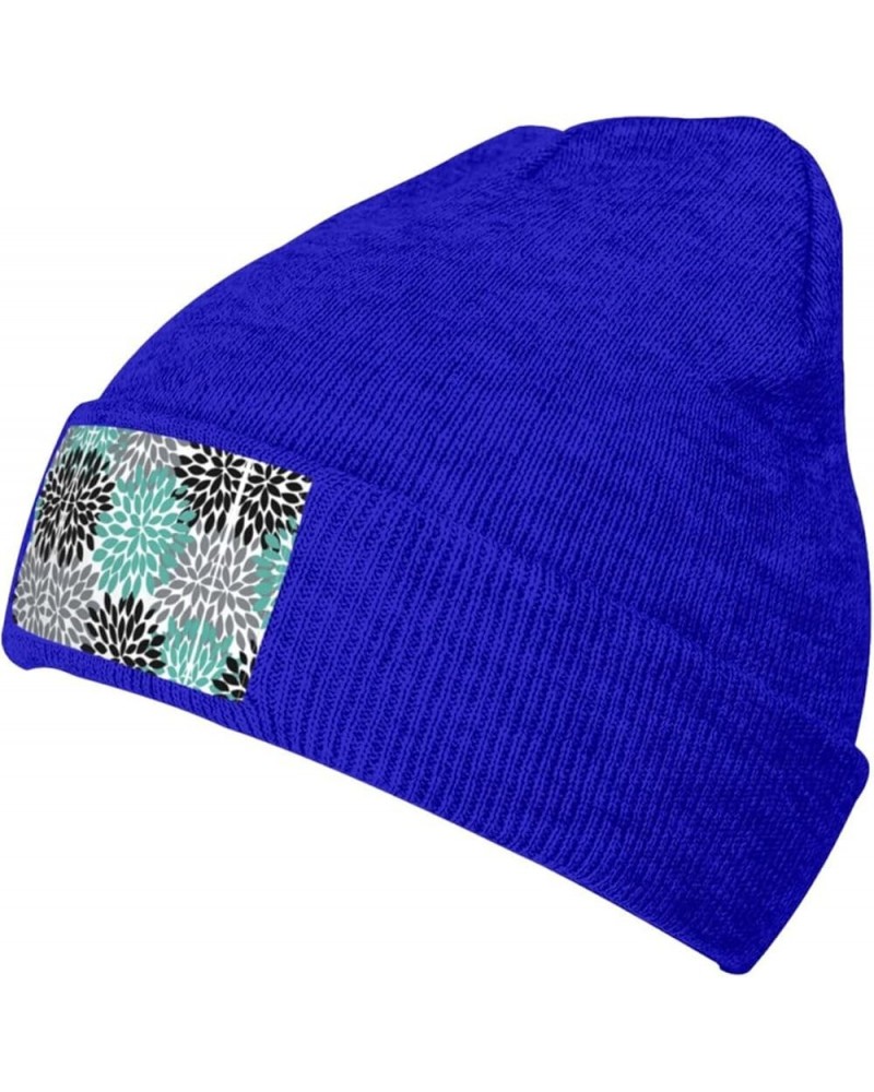 Dahlia Flower Print Unisex Beanie Hats Winter Warm Hats Knit Hat Slouchy Skull Cap Adult Casual Hat Blue $11.81 Skullies & Be...