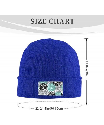 Dahlia Flower Print Unisex Beanie Hats Winter Warm Hats Knit Hat Slouchy Skull Cap Adult Casual Hat Blue $11.81 Skullies & Be...