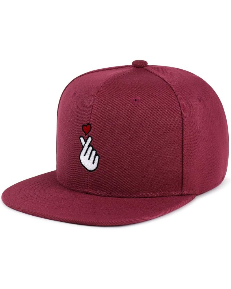 Korean Heart Finger Hip-Hop Snapback Hat Embroidered Baseball Cap Korea Sign 11. Maroon $12.49 Baseball Caps