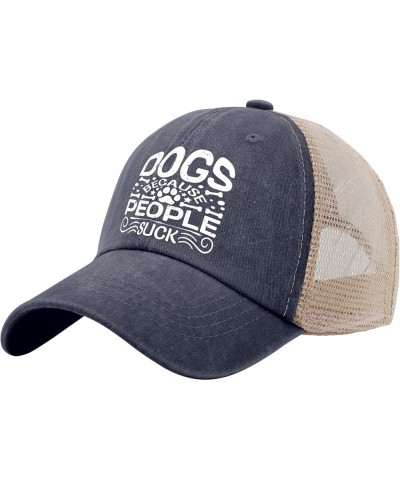 Golf hat Dogs Because People Suck Mens Beach hat Funny Golf hat Gifts for Mom Outdoor Caps Purplish Blue04 $9.42 Sun Hats