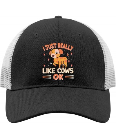 i just Really Like Cows or Cows Sun hat Camping hat AllBlack Hats for Women Fashionable Gifts for Her Cool Caps Allblack $9.7...