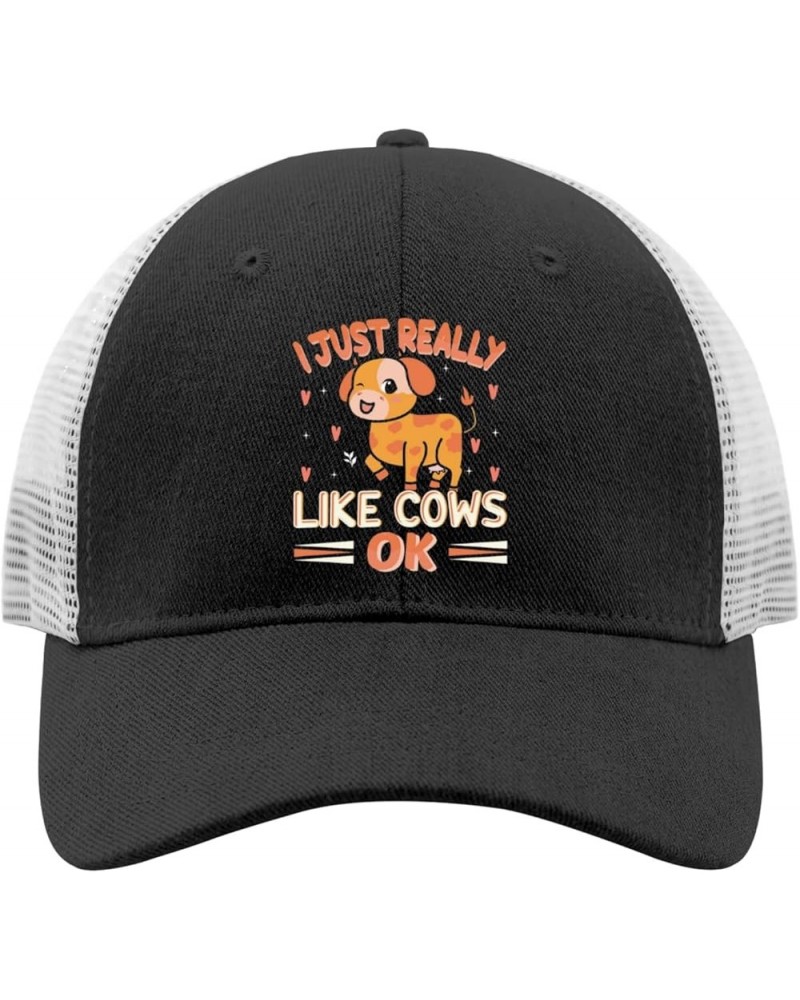 i just Really Like Cows or Cows Sun hat Camping hat AllBlack Hats for Women Fashionable Gifts for Her Cool Caps Allblack $9.7...