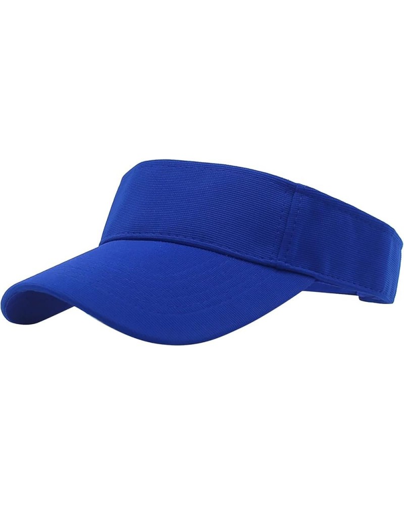 Beach Visor- Visor Hat Sun Cap Sports for Women Adjustable Baseball Caps Solid Cap Men Blue $7.33 Visors