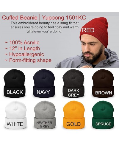 Walleye Fishing Here Fishy Fisherman Beanie Hat for Men Women Black Acrylic $16.63 Skullies & Beanies