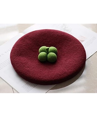 Japan Fruits Orange Peach Beret Cute Lolita Girl Hat Painter Cap Accessories for Women Gift Dark Purple Mangosteen $16.46 Berets