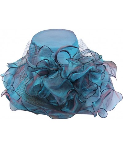 Women's Church Fascinator Bridal Tea Party Wedding Hat Womens Baseball Caps with Ponytail Hole Blue 9 $8.10 Baseball Caps