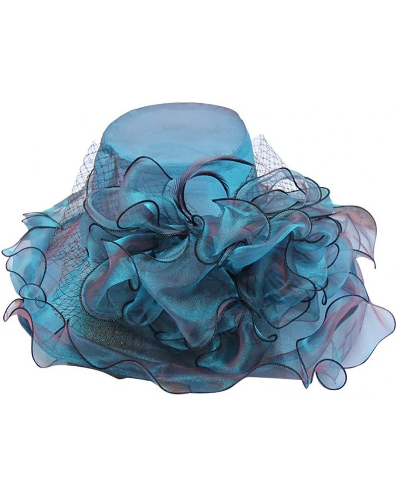 Women's Church Fascinator Bridal Tea Party Wedding Hat Womens Baseball Caps with Ponytail Hole Blue 9 $8.10 Baseball Caps