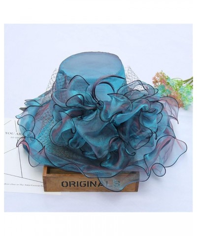 Women's Church Fascinator Bridal Tea Party Wedding Hat Womens Baseball Caps with Ponytail Hole Blue 9 $8.10 Baseball Caps