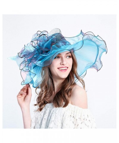 Women's Church Fascinator Bridal Tea Party Wedding Hat Womens Baseball Caps with Ponytail Hole Blue 9 $8.10 Baseball Caps