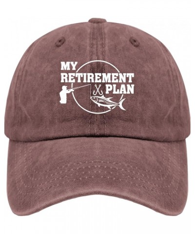 My Retirement Plan Fishing Hats USA Cowboy Hat Pigment Black Funny Hats Gifts for Dad Workout Caps Wine Red $10.78 Sun Hats