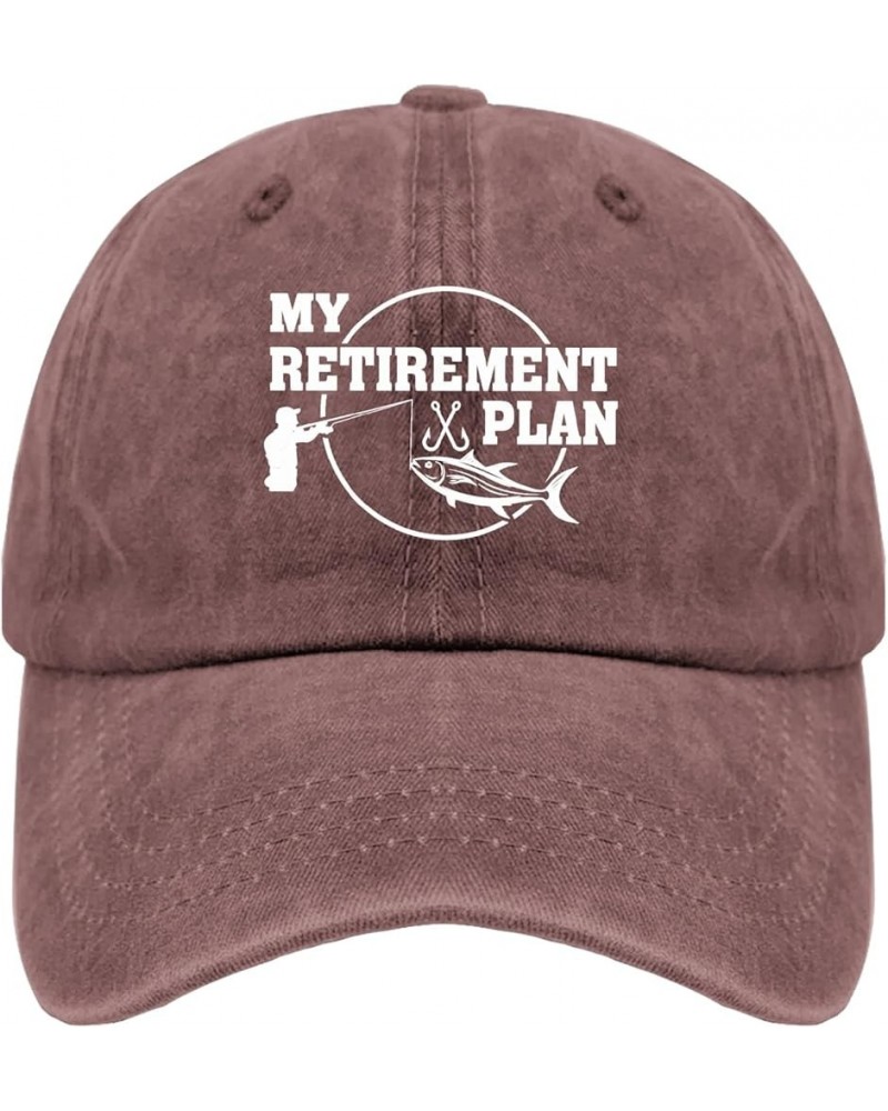 My Retirement Plan Fishing Hats USA Cowboy Hat Pigment Black Funny Hats Gifts for Dad Workout Caps Wine Red $10.78 Sun Hats