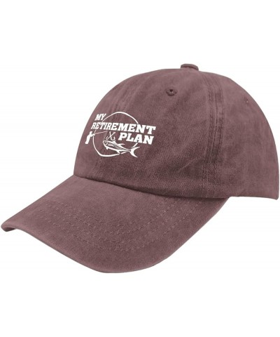 My Retirement Plan Fishing Hats USA Cowboy Hat Pigment Black Funny Hats Gifts for Dad Workout Caps Wine Red $10.78 Sun Hats