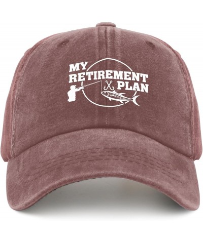 My Retirement Plan Fishing Hats USA Cowboy Hat Pigment Black Funny Hats Gifts for Dad Workout Caps Wine Red $10.78 Sun Hats