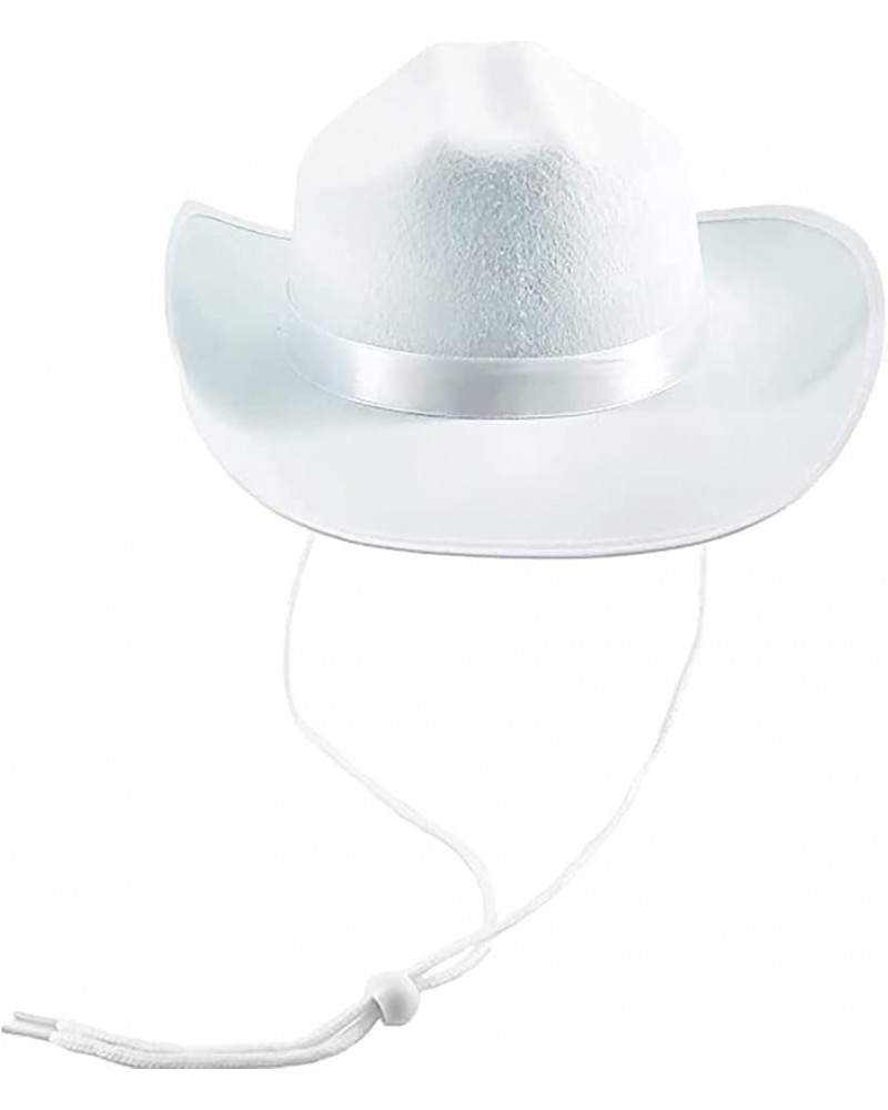 Men Women Cowboy Hat with Adjustable Belt Wide Brim Beach Sun Protection Cowgirl Hat for Travel White $6.36 Cowboy Hats