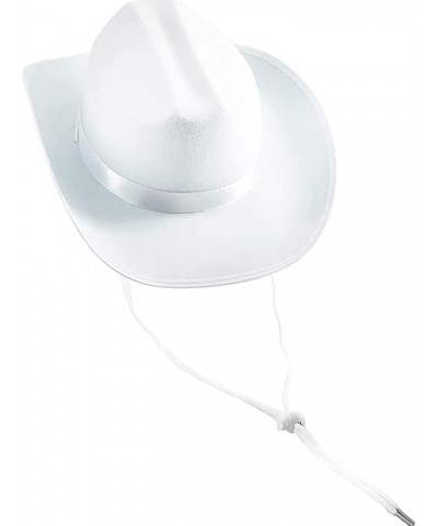 Men Women Cowboy Hat with Adjustable Belt Wide Brim Beach Sun Protection Cowgirl Hat for Travel White $6.36 Cowboy Hats