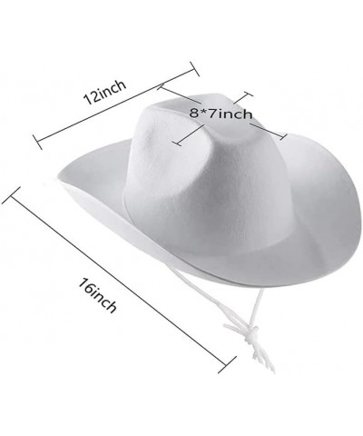 Men Women Cowboy Hat with Adjustable Belt Wide Brim Beach Sun Protection Cowgirl Hat for Travel White $6.36 Cowboy Hats